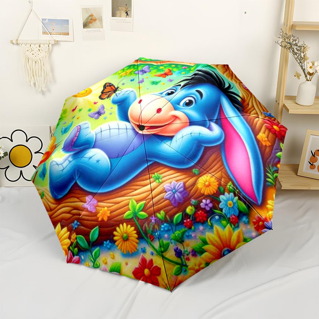 Eeyore's Dreamy Garden Portable Automatic Umbrella Compact & Durable 8-Rib Design Foldable Design All-Season Umbrella for Travel Fashionable Accessory