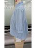 2025 V formos iškirptės moteriški laisvi marškiniai su žibintų rankovėmis, vienspalviai, kasdieniai, klostuoti - Europos ir Amerikos stiliaus