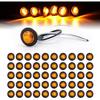 TMH 50 Pcs 3/4 Inch Mount Amber 3 LED Mini Round Trailer Side Marker Indicator Lights Clearance Button Signal Lamps Universal for Trucks Lorry Boat