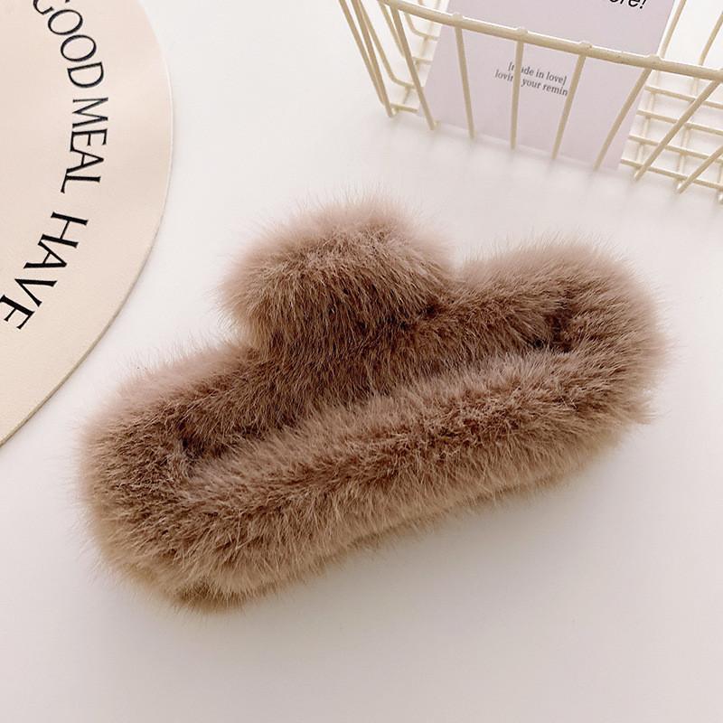 Hochwertige Plüsch Haarspange Groß Für Stilvolle Herbst-Winter-Mode