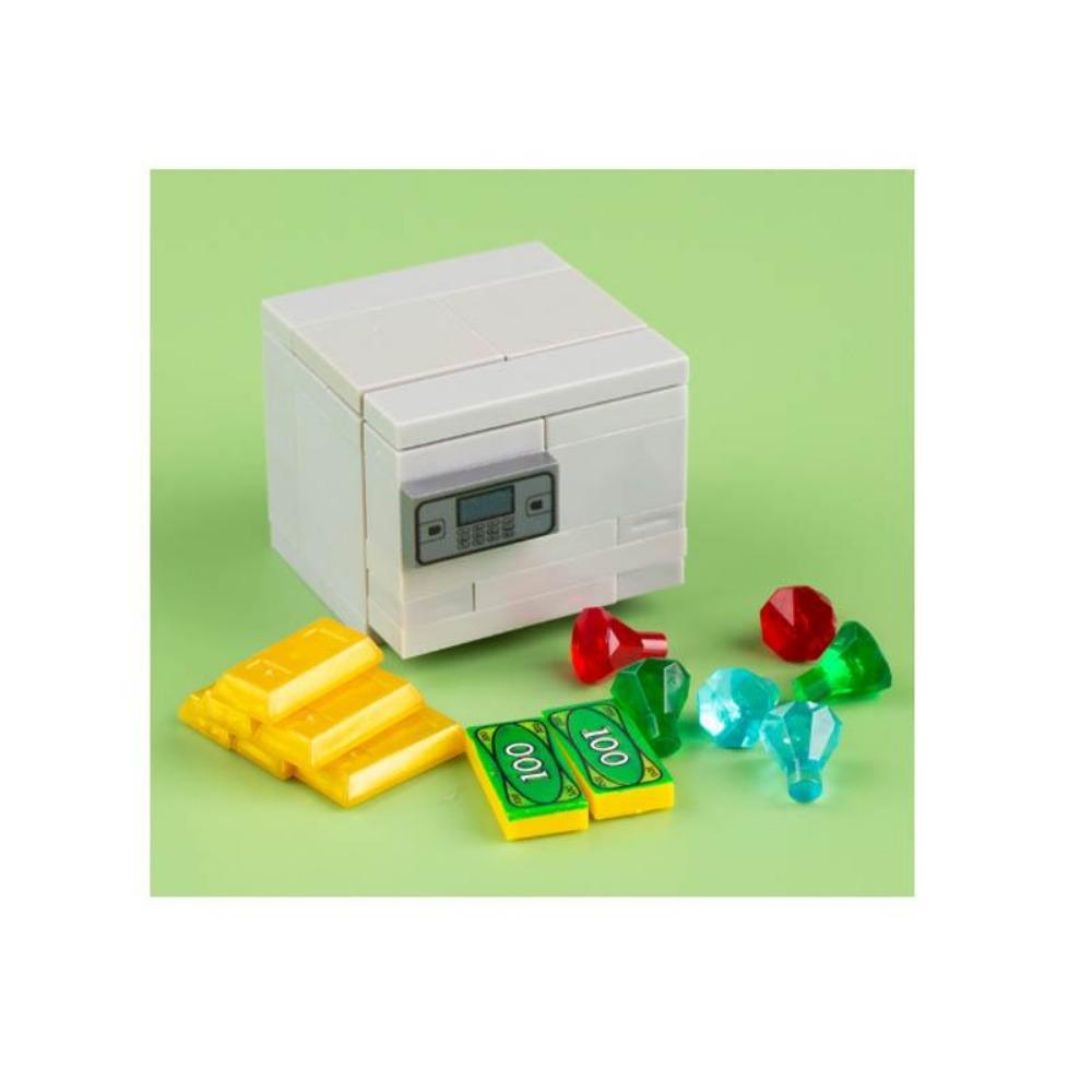 

MOC Персонаж Сцена Строительные Блоки Аксессуары Сейфы для Сокровищ Золотые и Серебряные Руды Алмазы Коробки для Долларов Ключи Игрушки Подарочные Кирпичики