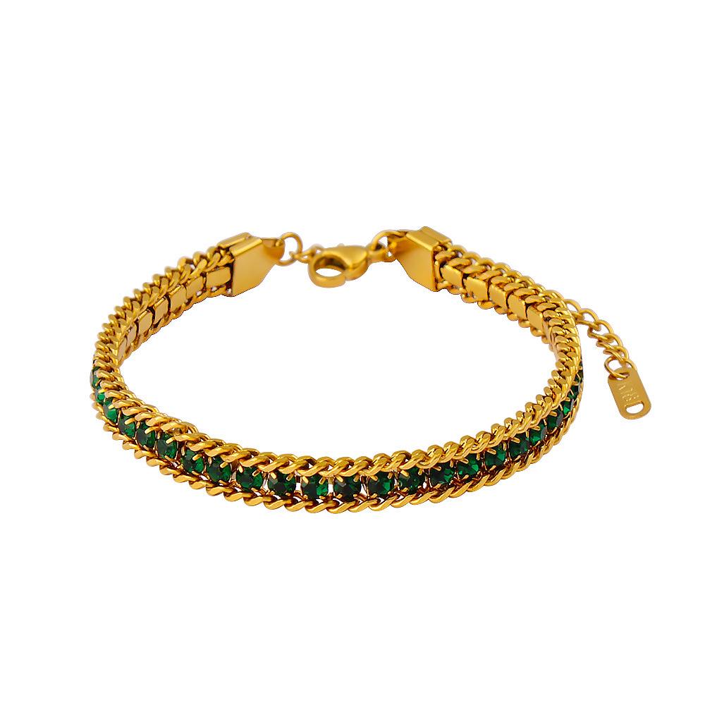 Pulsera en Capas de Acero Inoxidable y Oro de 18 Quilates con Circonita: Joyería Colorida y Versátil para Mujer