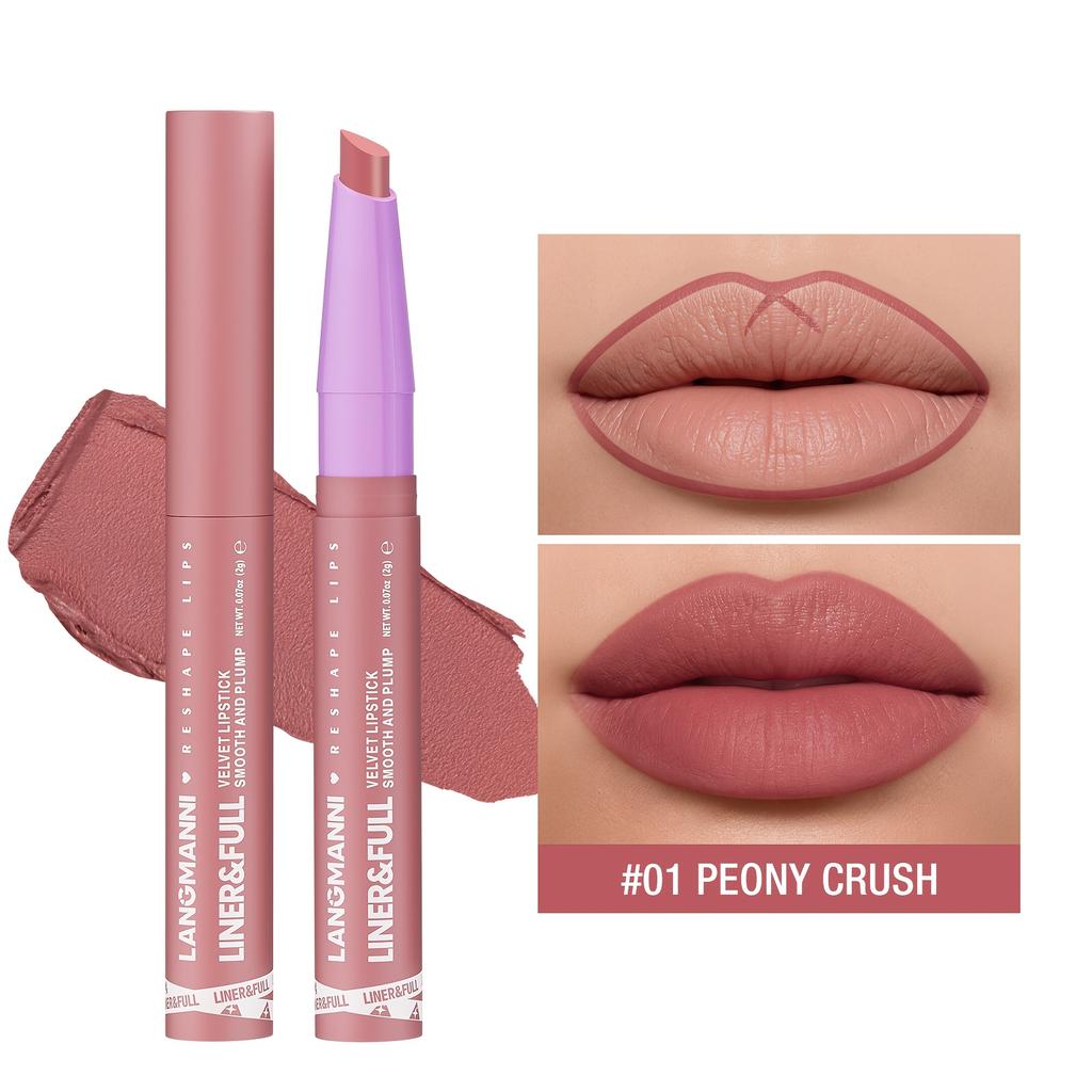 2 in 1 Matte Lipstick Crayons, Highly Pigmented Lip Liner Lipstick Pen, Long Lasting Moisturizing Lip Balm, Easy Glide on Formula