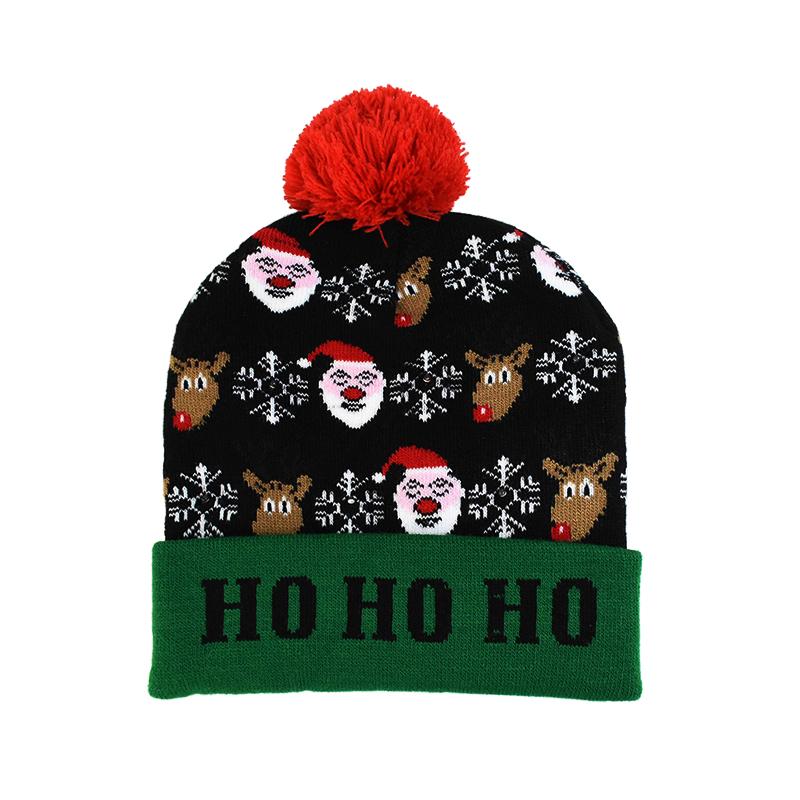 LED Christmas Hat Sweater Knitted Beanie Christmas Light Up Knitted Hat Christmas Gift for Kids Xmas 2024 New Year Decorations