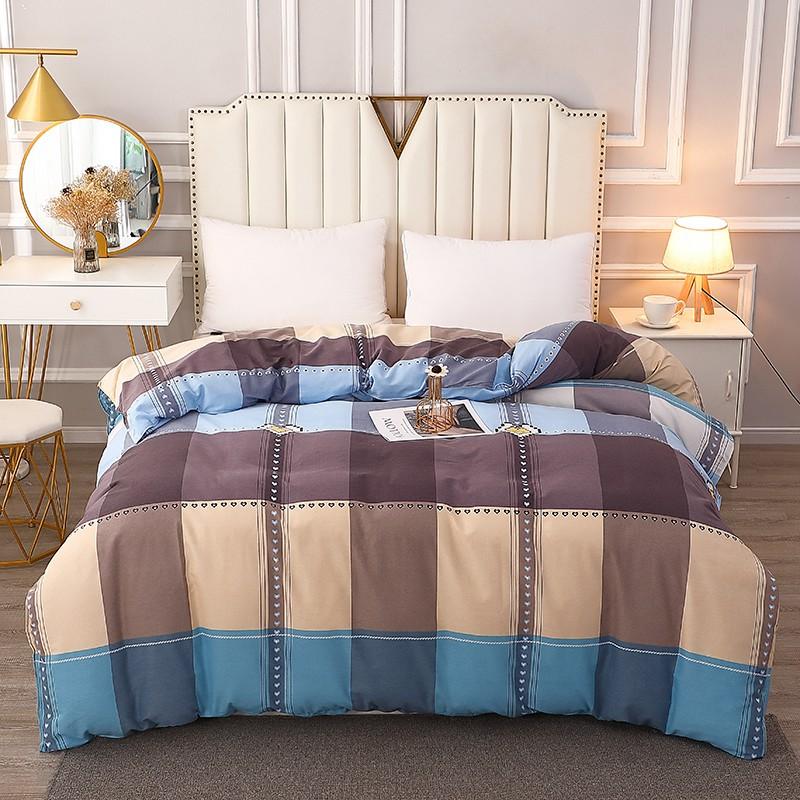 

Colored Plaid Duvet Cover Brown and Orange Geometric Printed Pure Cotton Skin-friendly Soft Bedding Quilt Cover with Zipper 150x200cm Single 1Pc