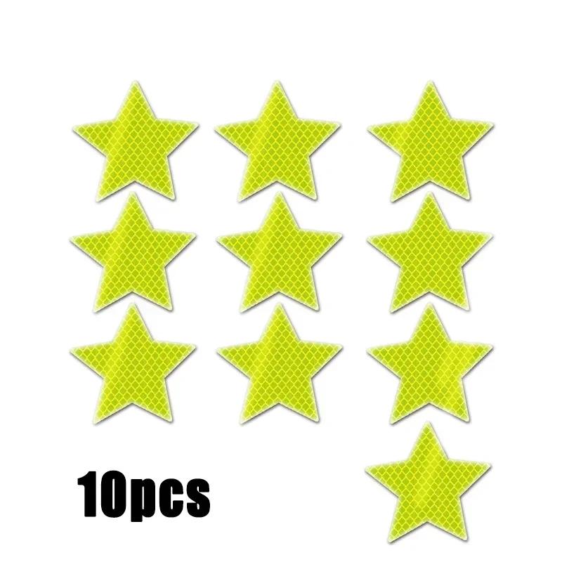 10pc Star Shape Safety Warning Tapes Stickers Intensity Grade ReflectiveSelf-Adhesive Fence Bags Outdoor Car Accessories