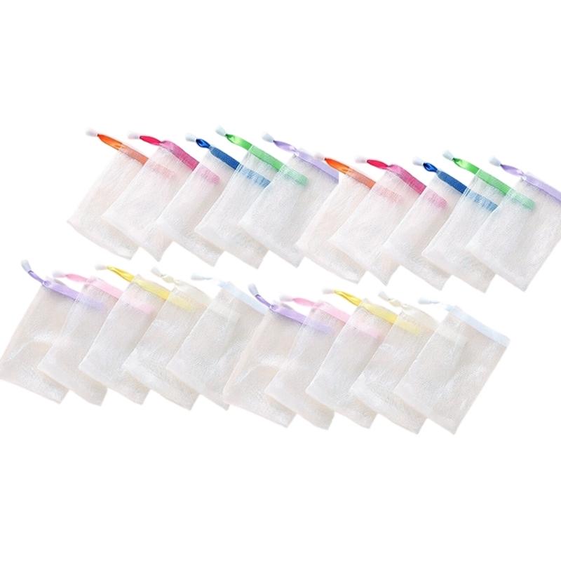 Gentle Face Cleaning Net For Soap Rod Creates Rich Lathers Quickly Soft Meshes With Hanging Rope For Bathroom Storage