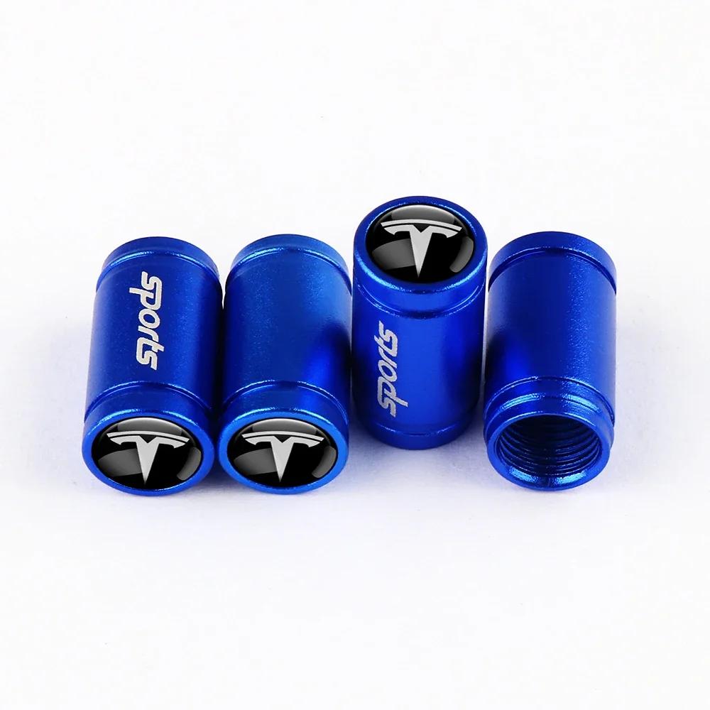 Car Sticker Tesla 4Pcs Aluminum Badge Car Wheel Tire Valve Stem Caps Cover For Tesla Model 3 Y S X Roadster Juguete SpaceX Cyber