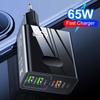 65W PD Rapid Charger: 5A Type-C + 3 USB Multi-Port Travel Adapter