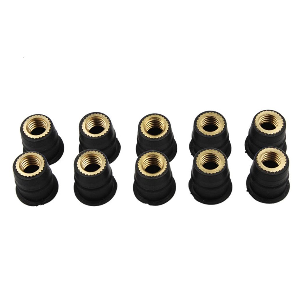 Rubber Well Nuts Motorcycle Fairings Fasteners Brass Nuts for Windshields Windscreen M4 10 Pieces