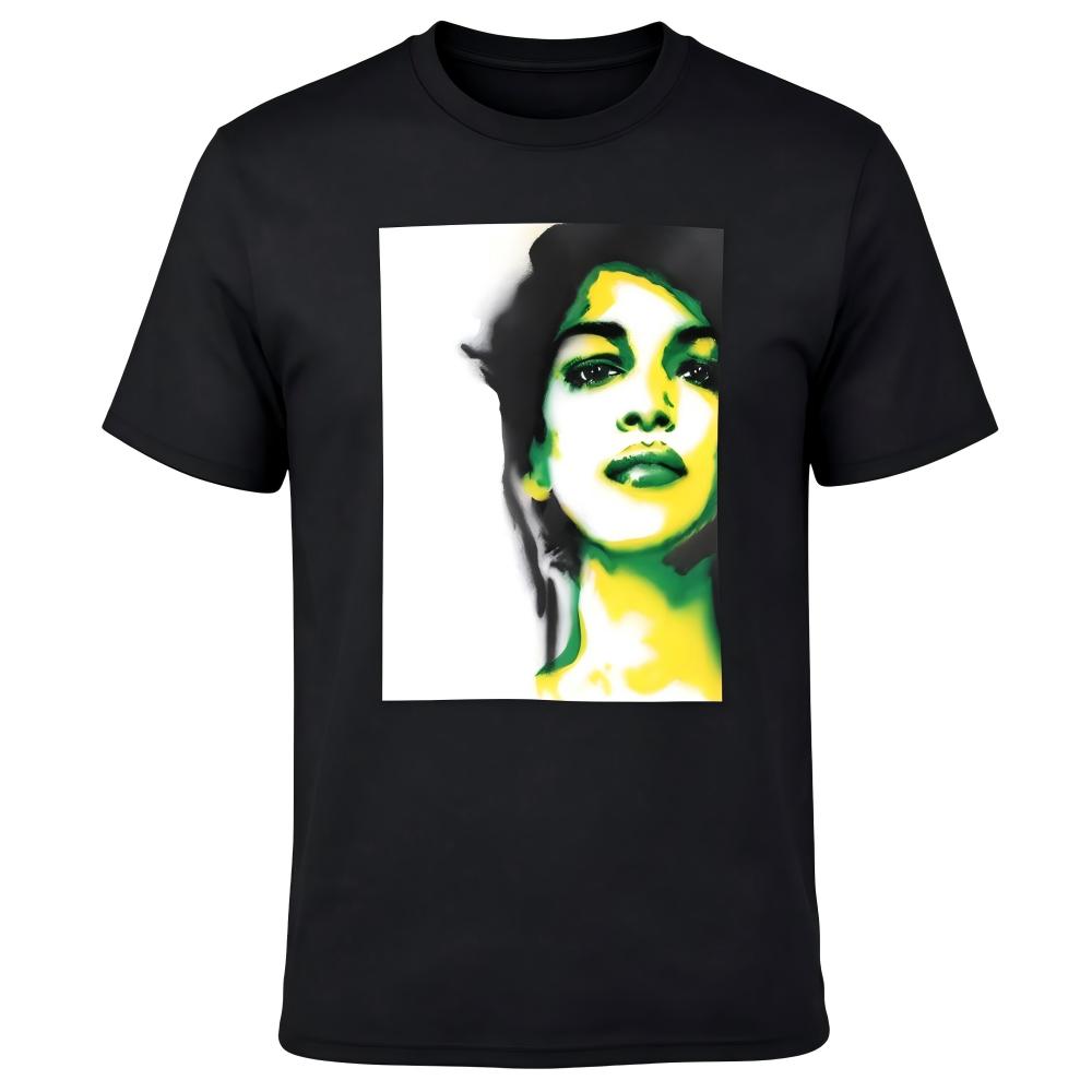 Green Yellow Abstract Woman Portrait Art Graphic man's T-Shirt