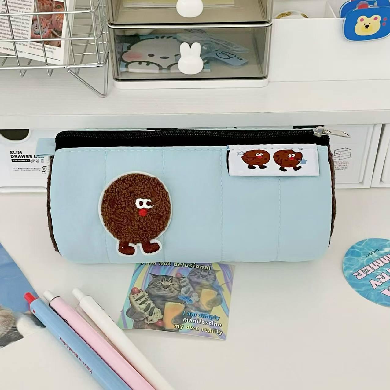 

Пенал в виде печенья с мятным шоколадом - Милый цилиндр большой вместимости для учеников средней и старшей школы