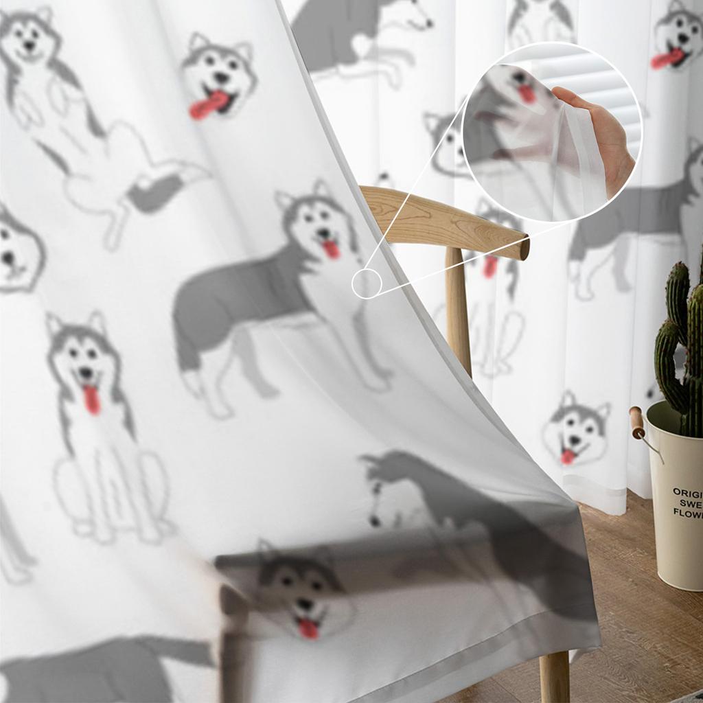 Siberian Husky Hund Posen Hunderasse Gardinen für Wohnzimmer Transparent Tüll Fenster Vorhang Schlafzimmer Küche Schleier Vorhänge