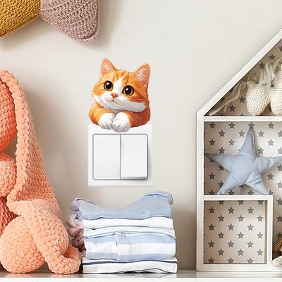 Painted Cute Kitten Bedroom Living Room Switch Home Background Beautification Wall Stickers