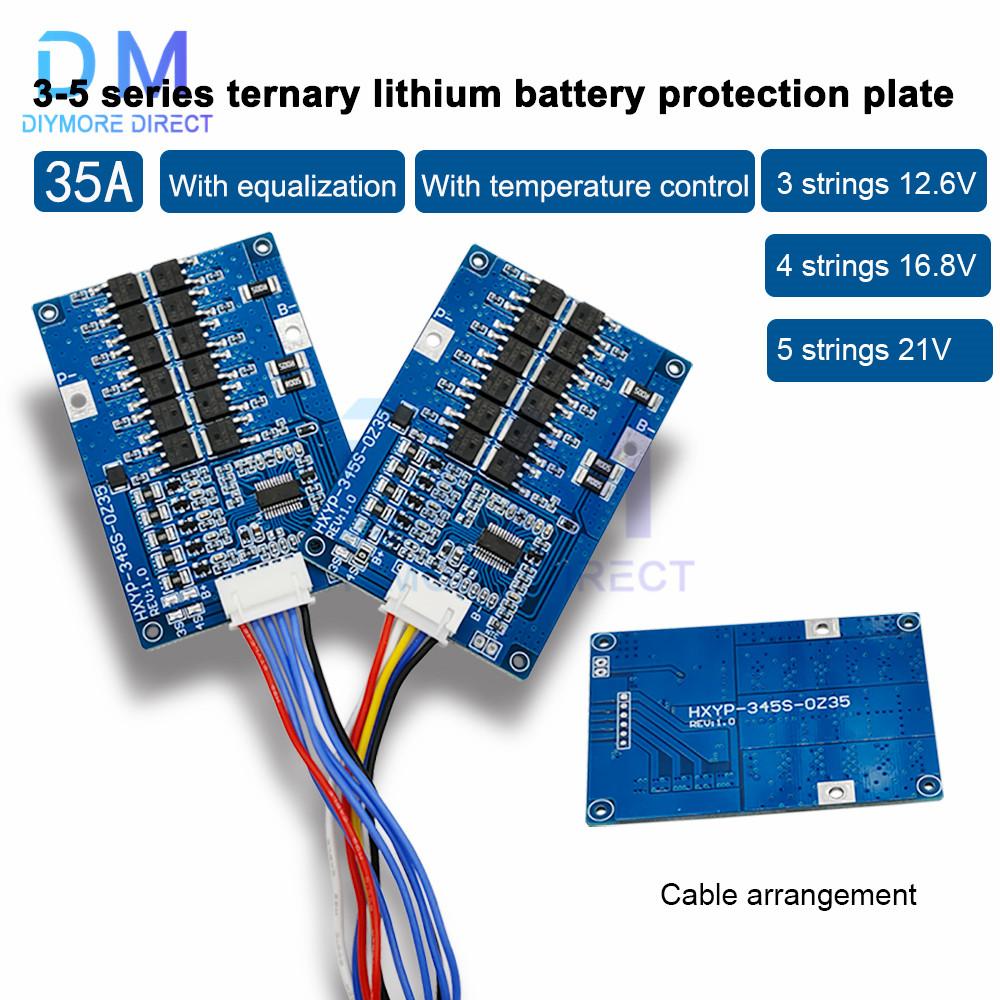 3/4/5S 35A Li-ion Lithium Battery BMS 18650 Charger Protection 12.6V 16.8V 21V Protection With Temperature Control Radiator
