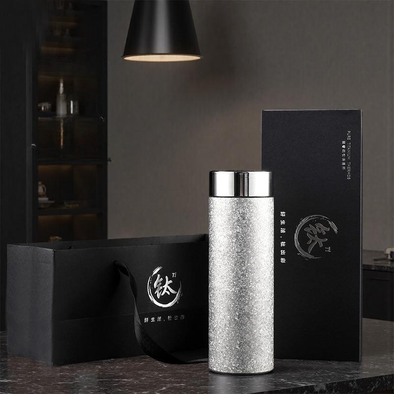 Simple Pure Titanium Vacuum Flasks with High Aesthetic Value Portable Business 450ml Water Bottle for Student Offices Drinkware