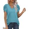 Spring and Summer New Solid Color Simple Twist V-neck Short-sleeved T-shirt Bottoming Shirt for Women