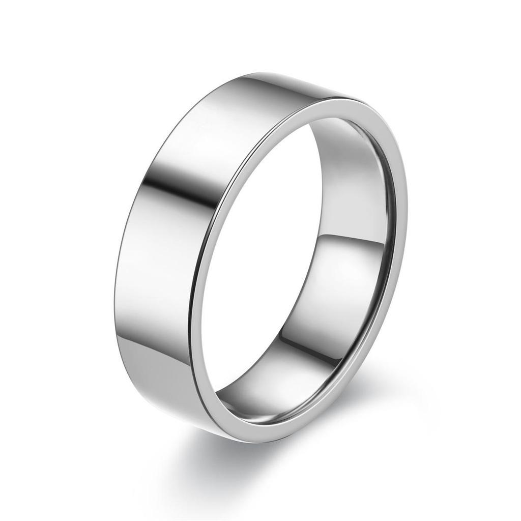 European & American Fashion Titanium Steel Couple Ring - Polished, Engraved, Non-Fading.