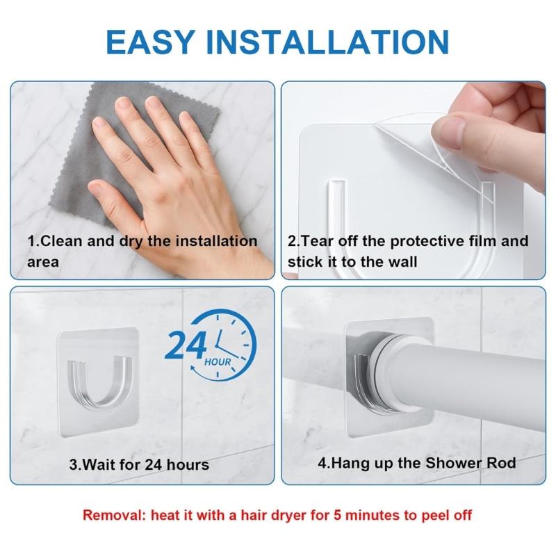 15 Pieces Shower Curtain Rod Hook Set Includes Large Small Size Strong Holds Without Damaging Wall Easy Mounted