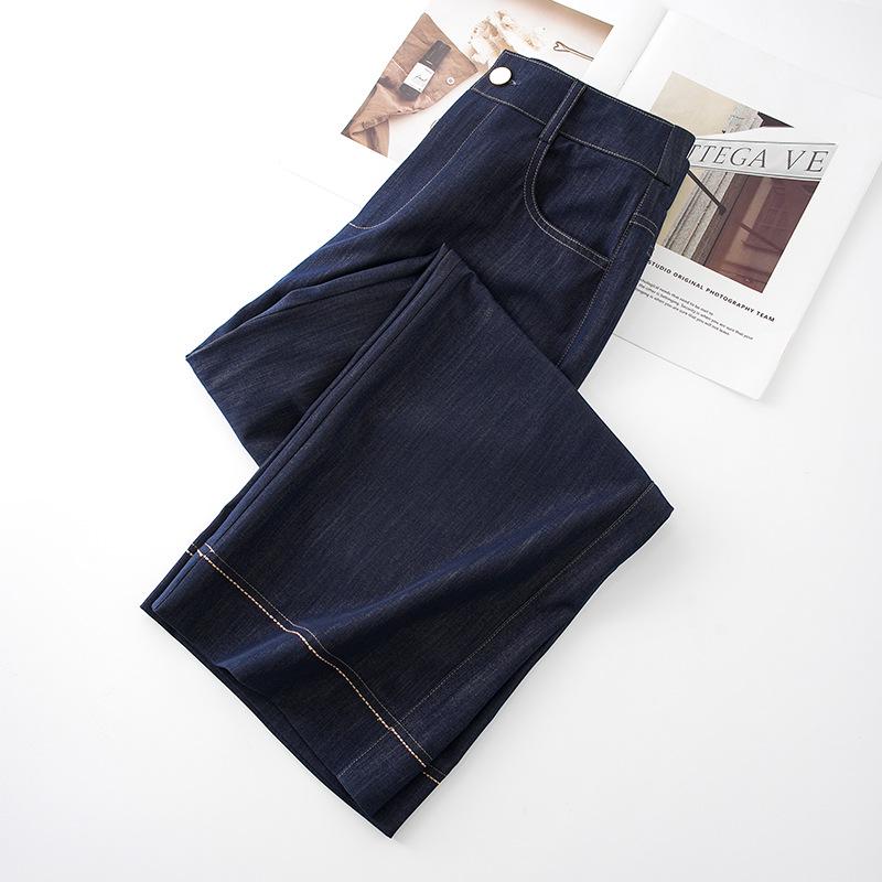 Dam Sommar 2025 Mörkblå högmidjade vida korta jeans