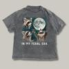 Feral Era T Shirt, Three Raccoons Retro Graphic T Shirts, Vintage Raccoon Moon T Shirt, Funny Raccon Tee, Oversized Washed Tee, Meme Shirts