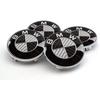 For BMW Black & White Carbon Center Hub Alloy Wheel Caps 68mm Set Of 4 PCS