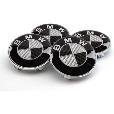 Per BMW Bianco e Nero Carbonio Mozzo Centrale Coprimozzi in Lega 68mm Set di 4 PZ