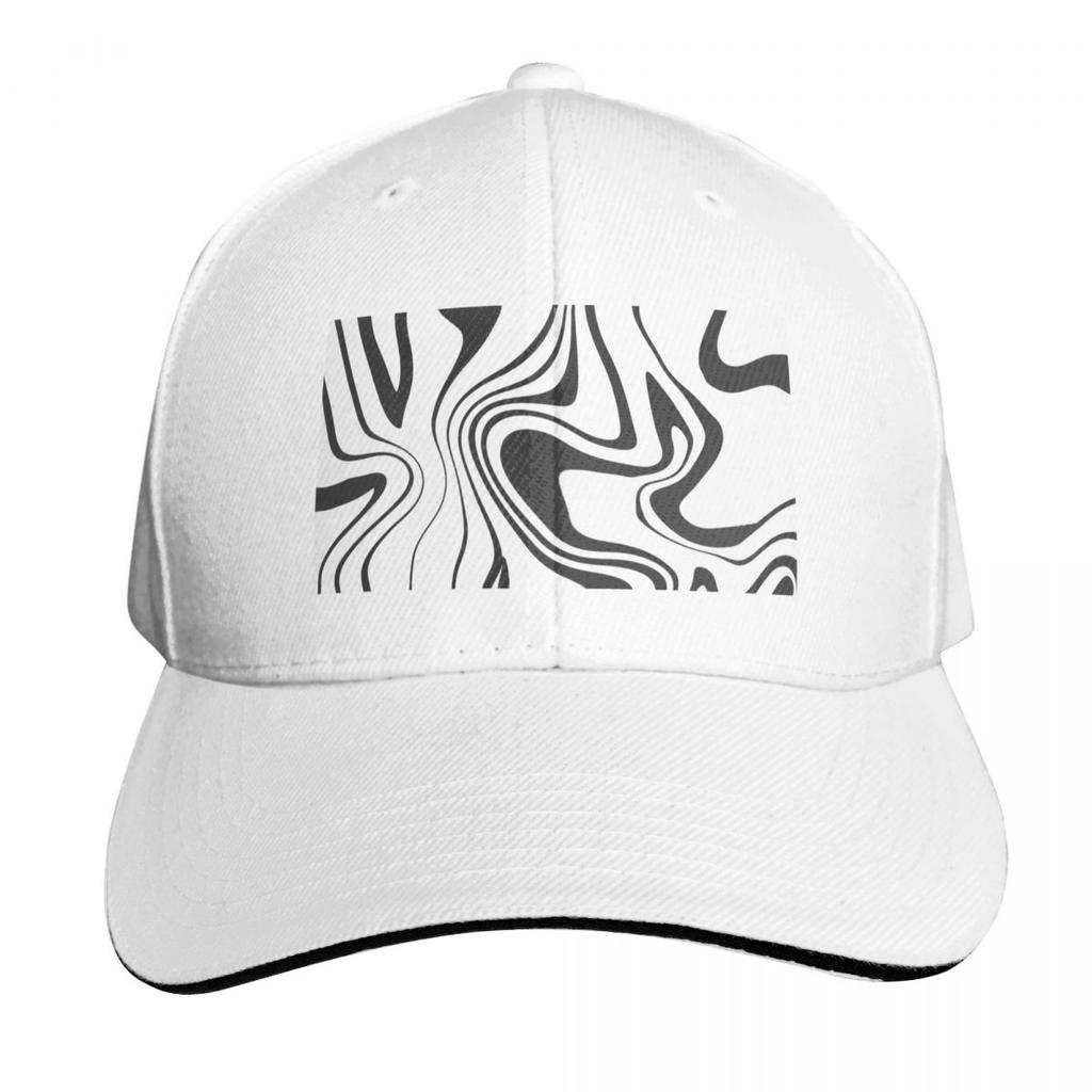 Black and White Trippy Print Baseball Cap Ball Cap Thermal Visor Designer Hat Big Size Hat Unisexs Caps Womens
