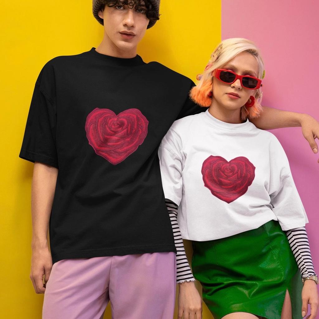 Valentine Rose Heart T-Shirt Romantic Love Gift Couple Matching Shirt
