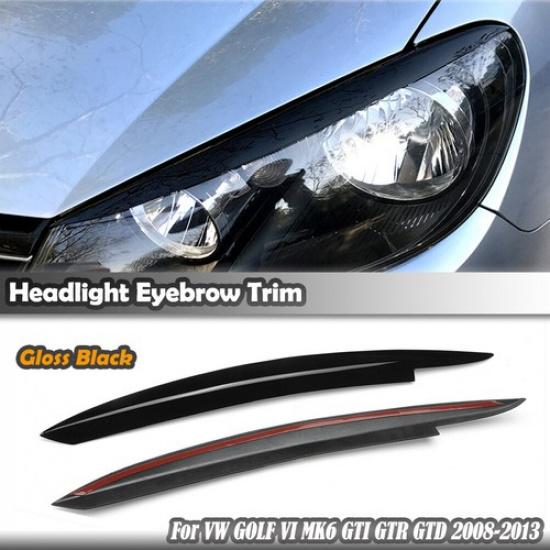 Pair Front Lamp Headlight Eyelid Eyebrow Trim For VW GOLF VI MK6 GTI GTR 2008-13