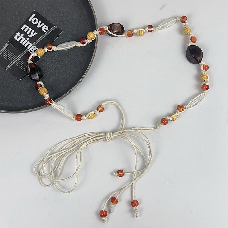 Ceinture tissée à la main de style ethnique vintage Robe pour femme Chaîne de taille décorative Ceinture bohème polyvalente Y2K