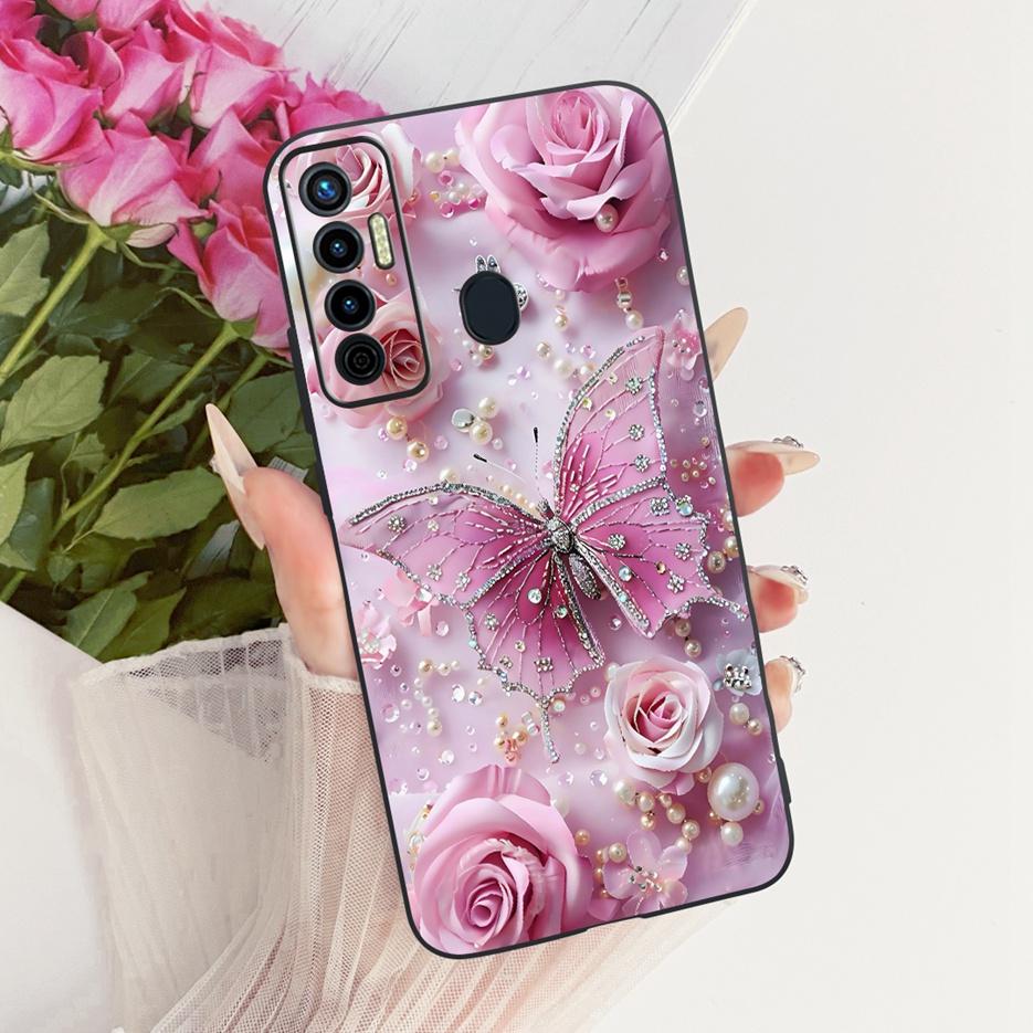 For Tecno Camon 17 Pro Case CG8 CG8h Luxury Butterfly Tree Painted Cover Soft Silicone Case For Tecno Camon 17P Camon17 Pro Bags