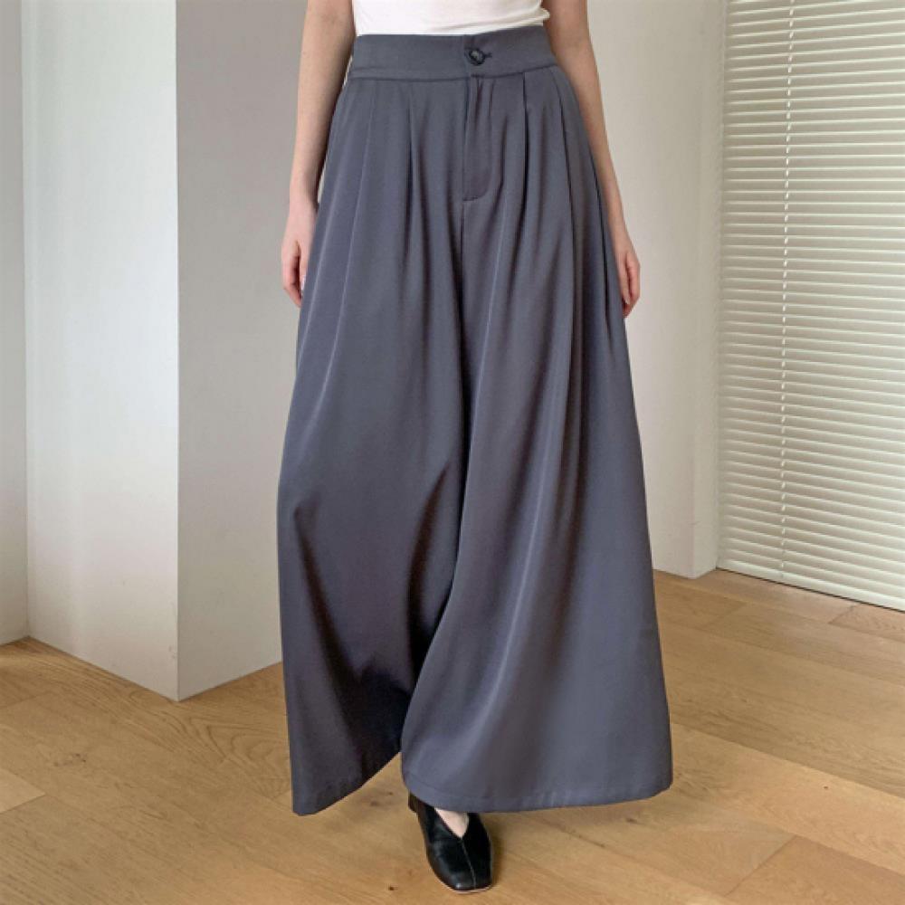 New Arrivals Open Run Women Wide Fit Long Slacks With Back BAnding And Pin Tuck