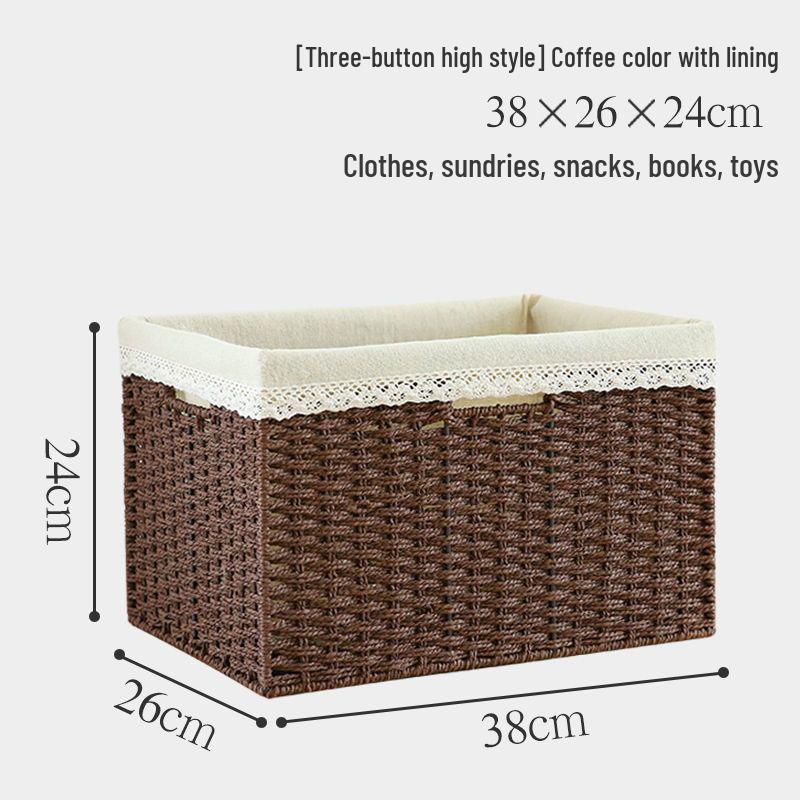 Japanese Style Large Rattan Storage Basket for Clothes, Toys, and Snacks
