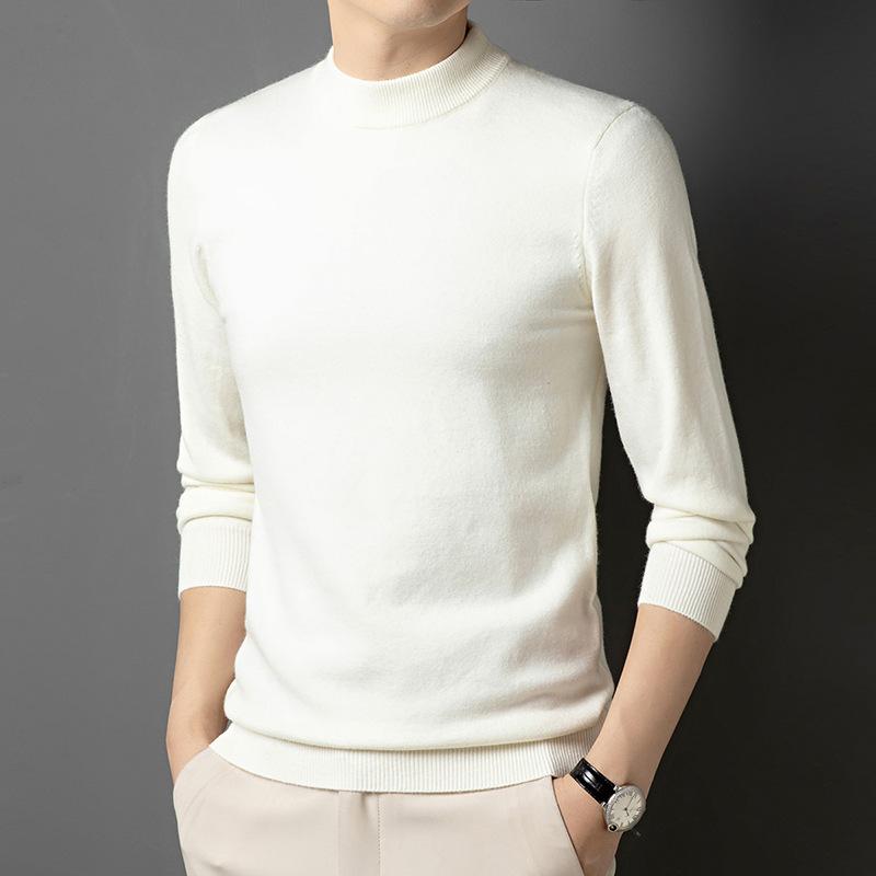 Spring and Autumn Men's Semi-turtleneck Sweater High-end Casual Versatile Business Men's Bottom Shirt