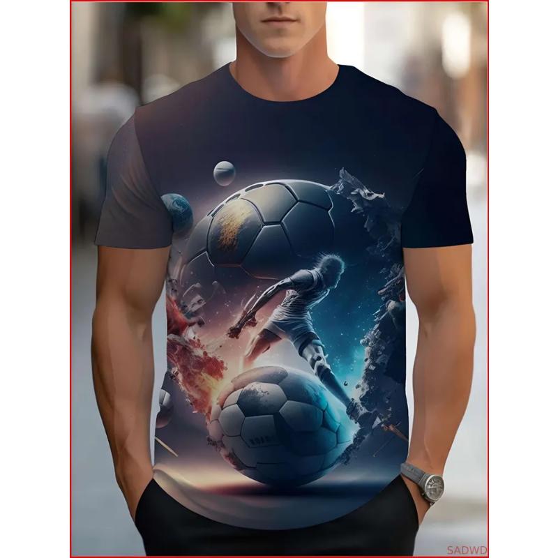 Modisches Herren-Rundhals-Kurzarm-3D-Casual-Farbprint-Casual-Kurzarm-Rundhals-T-Shirt