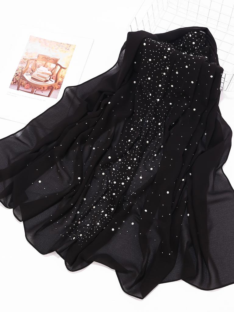 Rhinestone Chiffion Hjab Plain Scarf Tudung Bawal Headscarf Islamic Crystal Hjab Shawls and Wraps Women Muslim Foulard