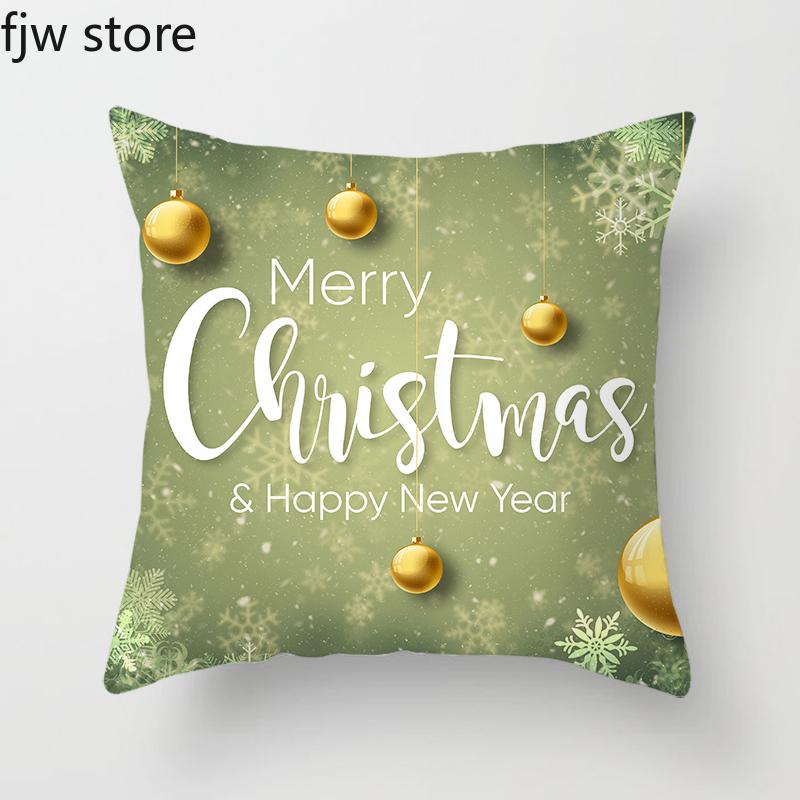 Merry Christmas and Happy New Year Decorative Pillow Cover Sofa  Ornament Office Chair Cushion  Home Decor