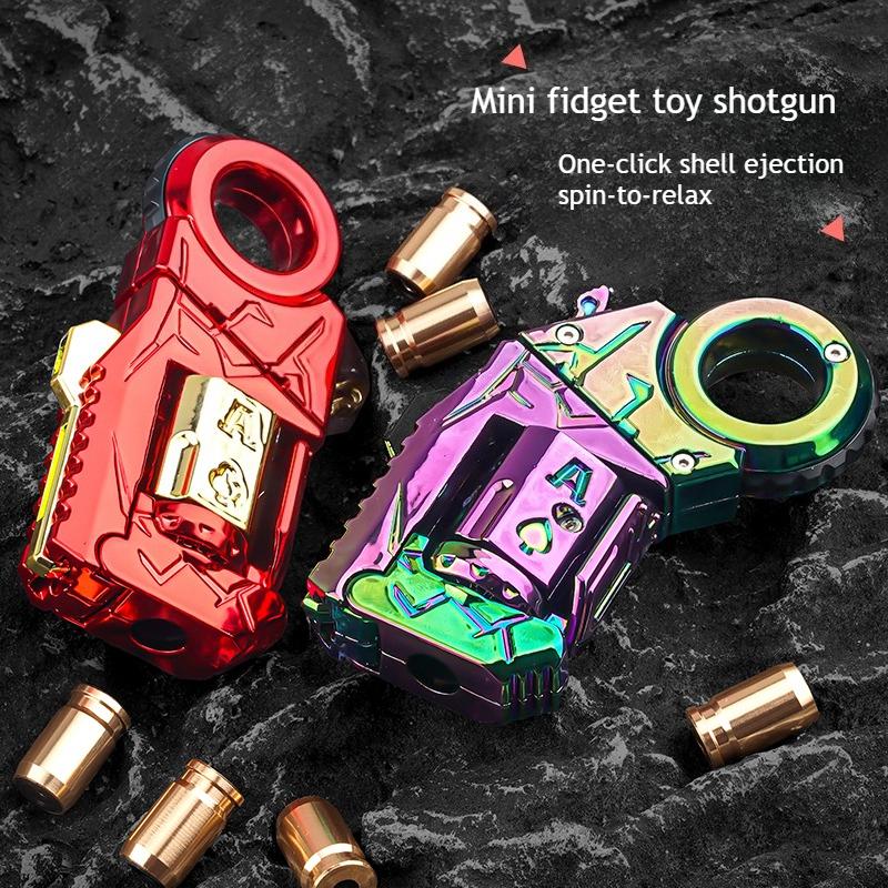 Novelty Fidget Toy Alloy Mini Shell Ejecting Gun Hand Spinner Fun Stress Relief Multiple Modes Christmas Birthday Gift for Boys