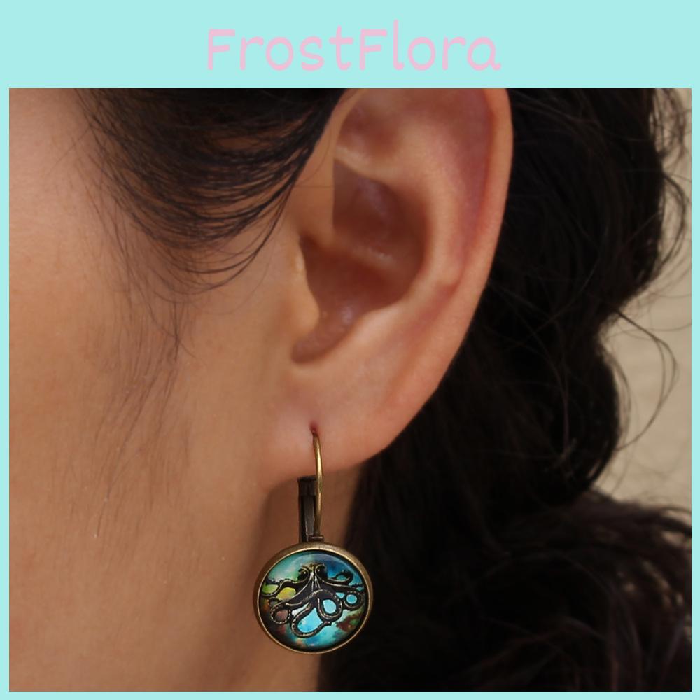 Ocean Animal Resin Earrings With Gold Plating For Women Birthdays And Holidays