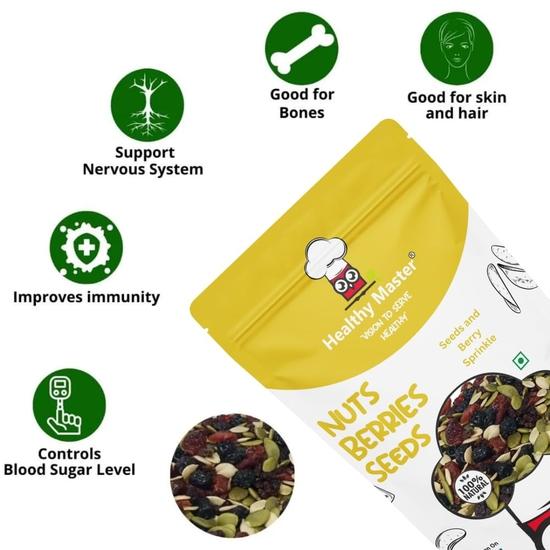 Healthy Master Seed and Berry Sprinkle - 500 gm | Keto Friendly Naturally Dried Berries | Dehydrated Premium Seeds and Berries Mix | Gluten Free