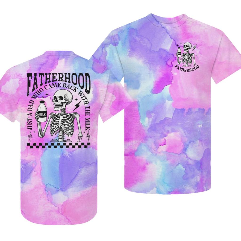 Retro Fatherhood Skeleton Unisexs TShirt Funny Dad Graphic T Shirts Fatherhood Design Casual Wear Fathers Day Vintage T Shirts