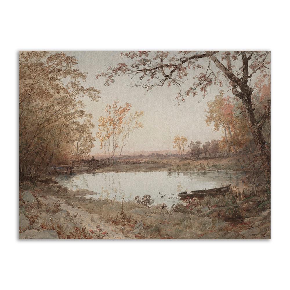 

Винтажный нейтральный галерейный настенный художественный европейский пейзаж с горным озером, постер и принт, скандинавский холст, картина для гостиной, домашний декор 30x40cm No Frame