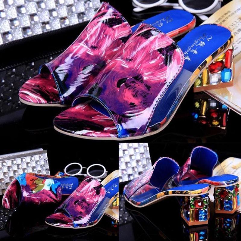 Elegant Crystal Sandals For Women With Heels Peep-toe Design Perfect For Summer