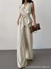 Elegant Women's V-Neck Sleeveless Top & Elastic Waist Pants Set - Summer Two-Piece