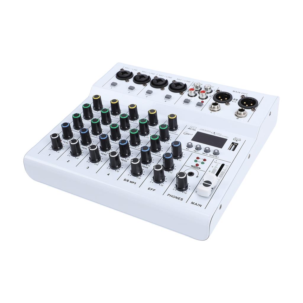 6 Channel   Sound Mixer DJ Controller with   MP3 Player 48V   Power Built-in Guitar Amp Portable Mixer Console for Studio Recording Live Str