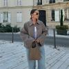 Einfarbige Umlegekragenjacke für Damen, lässig, locker, langärmelig, einreihig, kurze Jacken, Herbstmode, Mantel, Oberbekleidung