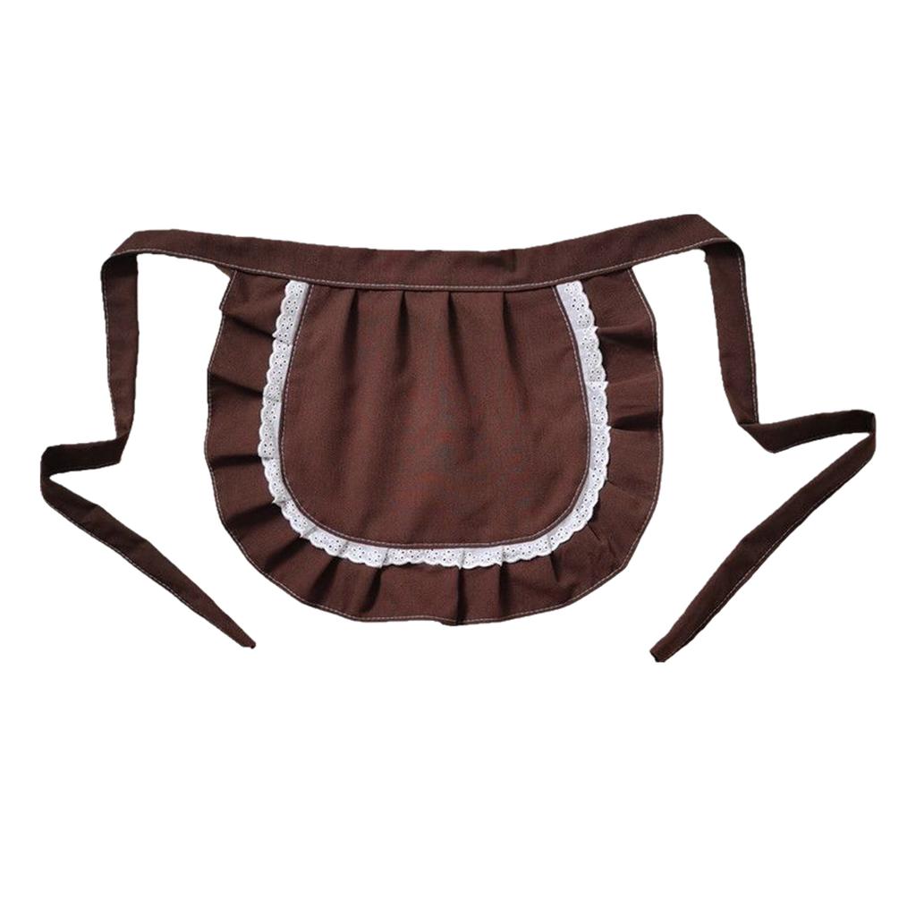 Women Apron Ruffled Maid Apron Waist Apron Breathable Kitchen Baking Cooking Apron Ruffled Waist Apron Servant Apron