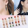 Korean Style Colorful Geometric Crystal Teardrop Earrings