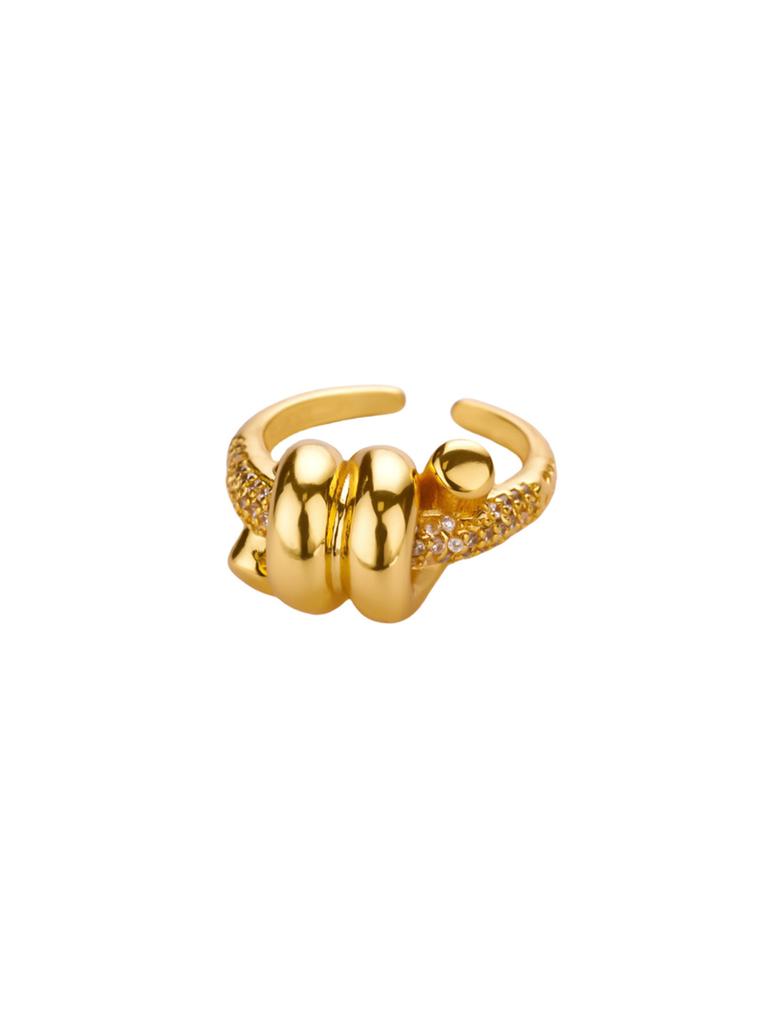 Zircon Star Knot Rings For Women Gold Stainless Steel Geometric Adjustable Finger Rings Wedding Couple Jewelry Gifts